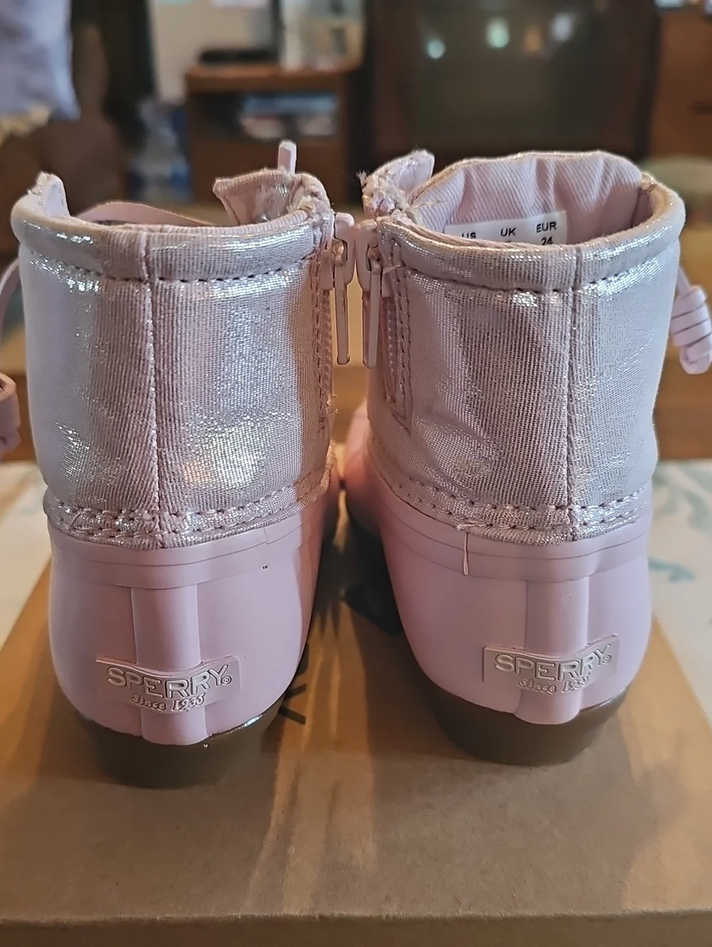 SPERRY TOP-SLIDER SALTWATER BOOT BLUSH TODDLER GIRL SIZE 8 NWB